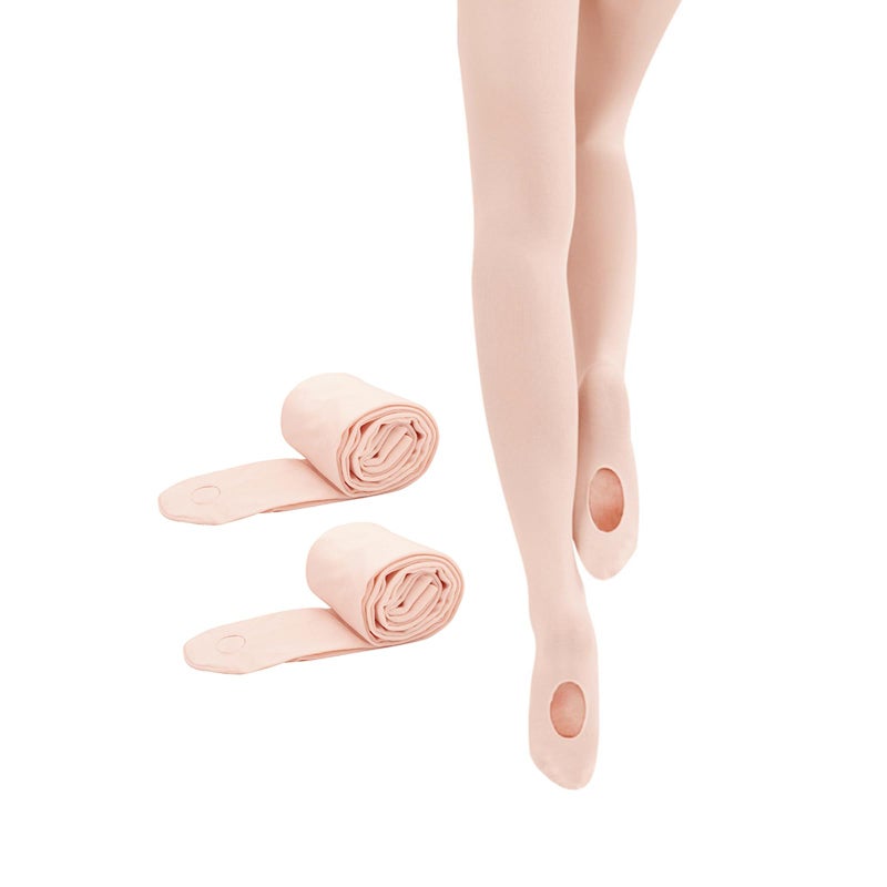 PAPPNTI Girls' Ultra Soft Pro Dance Tights Ballet Transition Daily Student Tights (Toddler/Little Kid/Big Kid) Ballet Pink 2 Pairs S(2-4 Years) - Image 1